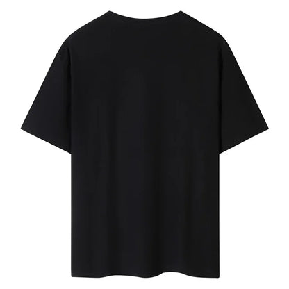 2024 Men's Summer Pure Cotton T-shirt Plus Size Casual Sports Round Neck Top Comfortable and Breathable Sweat-absorbing T-shirt